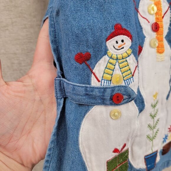 Bobbie Brooks Vintage Y2K Denim Button Down Snowman Christmas Women's Plus Size - Picture 5 of 14